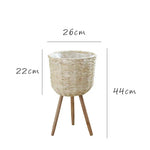panier tressé pieds moderne rustique naturel bois clair plantation fleur décoration intérieure vintage autonome