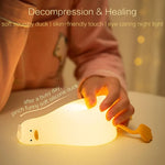 lampe table canard blanc jaune yeux noirs bec orange moderne veilleuse tactile silicone enfants