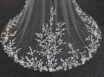 voile mariée blanc bord dentelle fleurs brodées transparent classique polyestère erotique