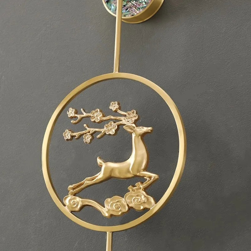 horloge murale moderne or cerf floral chiffres arabes étude salon
