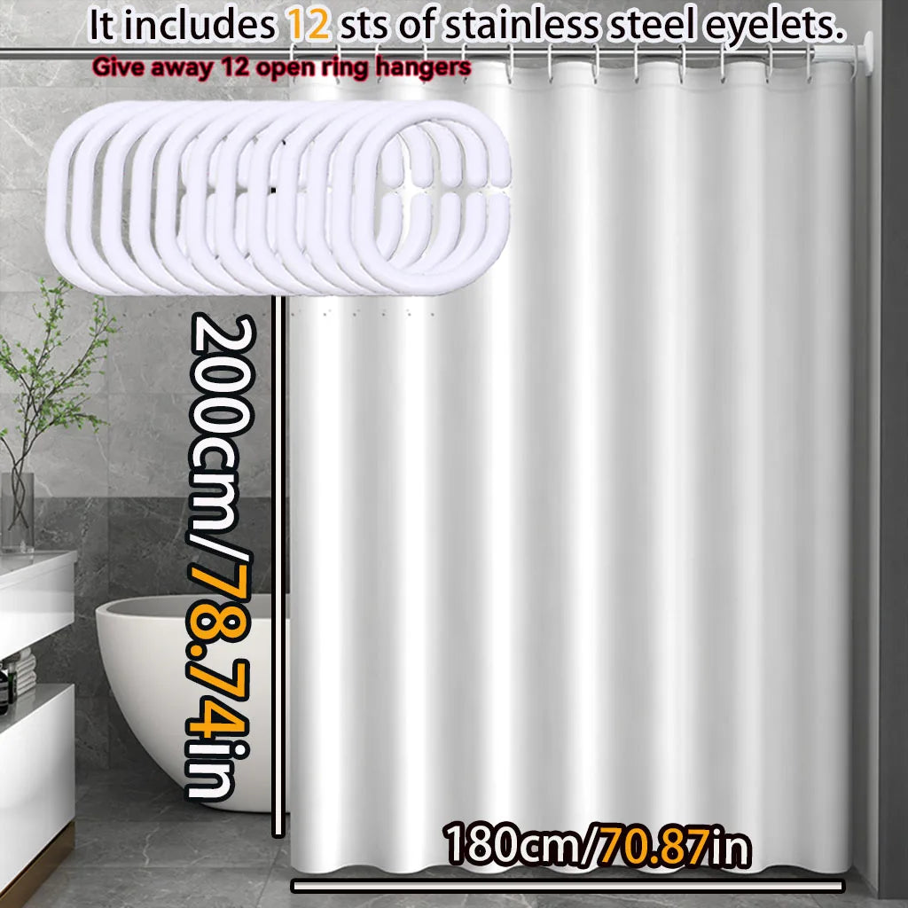 rideau douche blanc uni moderne opacité acier inoxydable facile nettoyer respectueux l'environnement classic