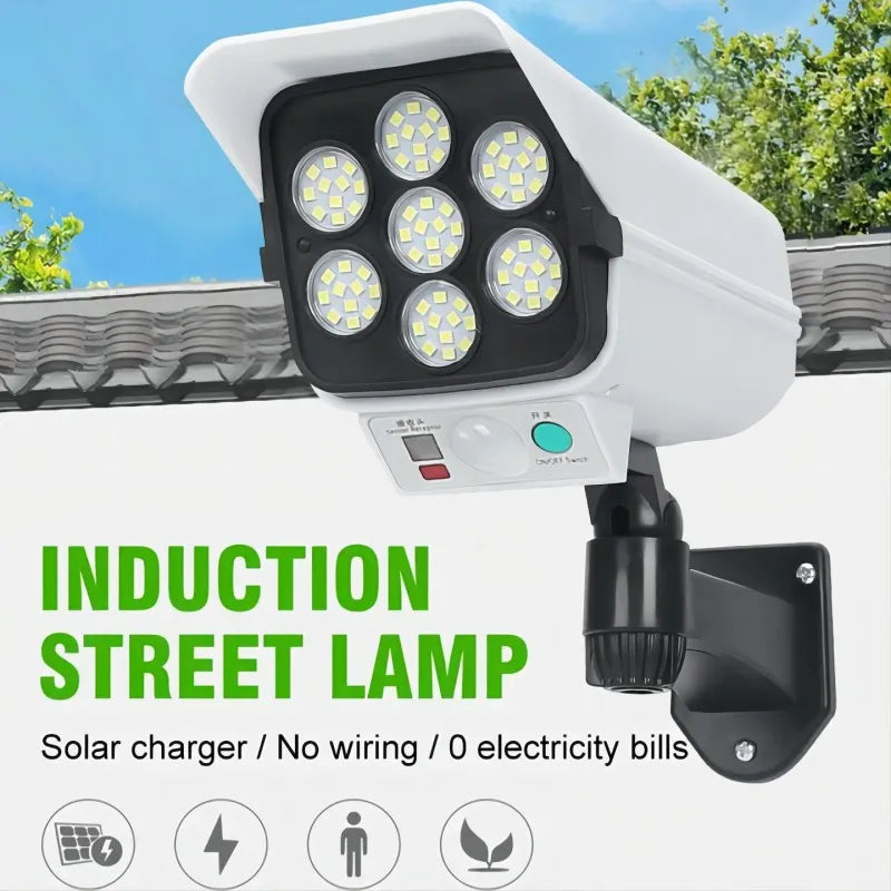 Lampe solaire extérieure 77 LED avec détecteur de mouvement vue de face