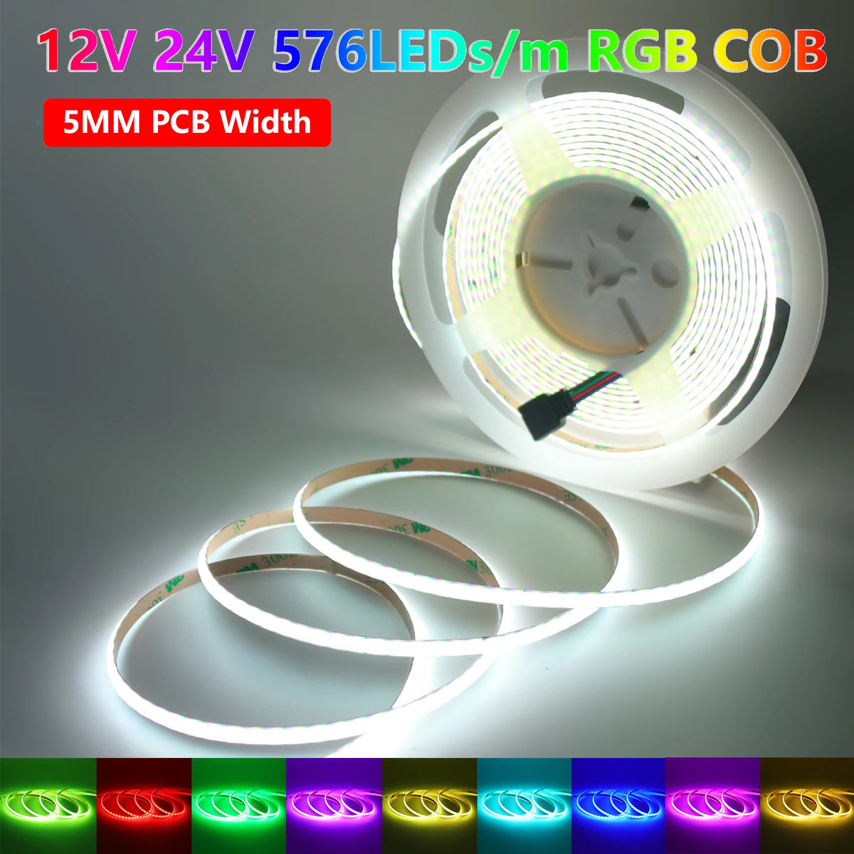 ruban led blanc moderne 576 leds/m 12v 24v adhésif rgb haute densité
