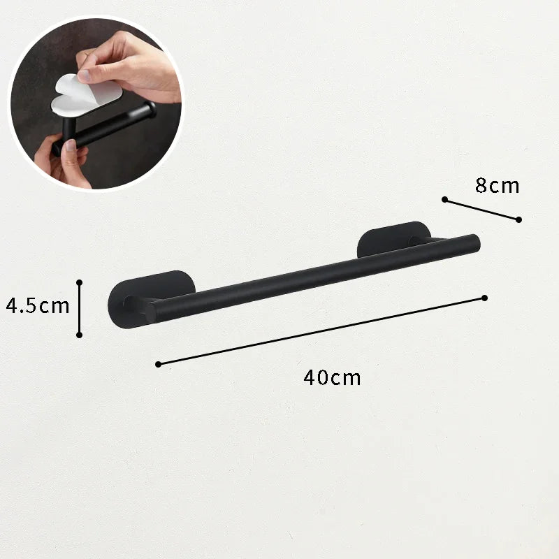 accessoire salle bain adhésif noir moderne porte rouleau papier toilette napkin holder suspension serviettes