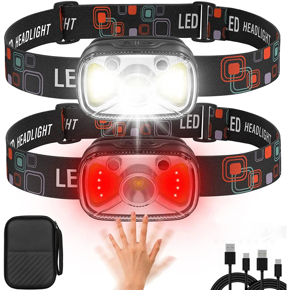 lampe frontale led réglable noire rouge moderne élastique ajustable