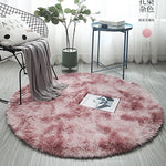 tapis rond moderne gris bleu rose doux uni salon chambre polycolore polyester confortable