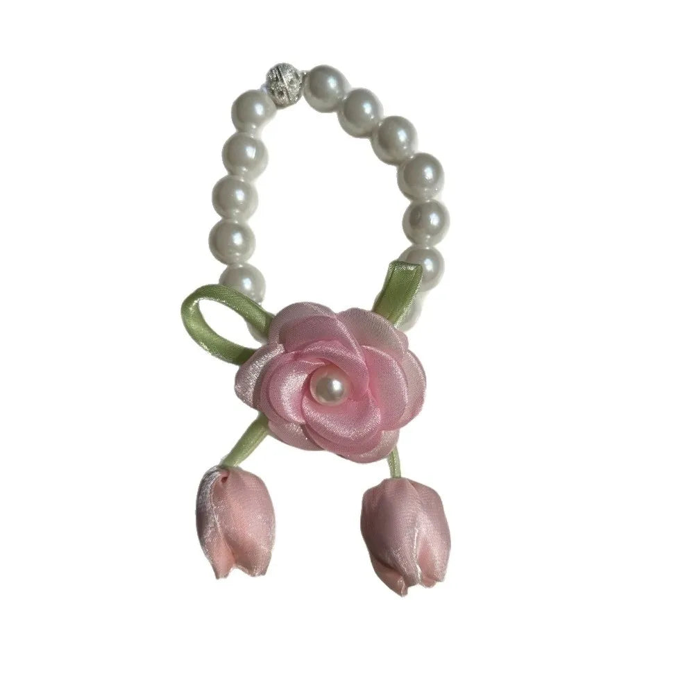 boucles rideau fleurs tulipes roses décoratives bleu rose noir violet