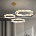suspension lumineuse résine marbre moderne blanc chaînes salon chambre restaurant étude