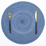 placemats tissés moderne spirale vert bleu beige gris opaques table