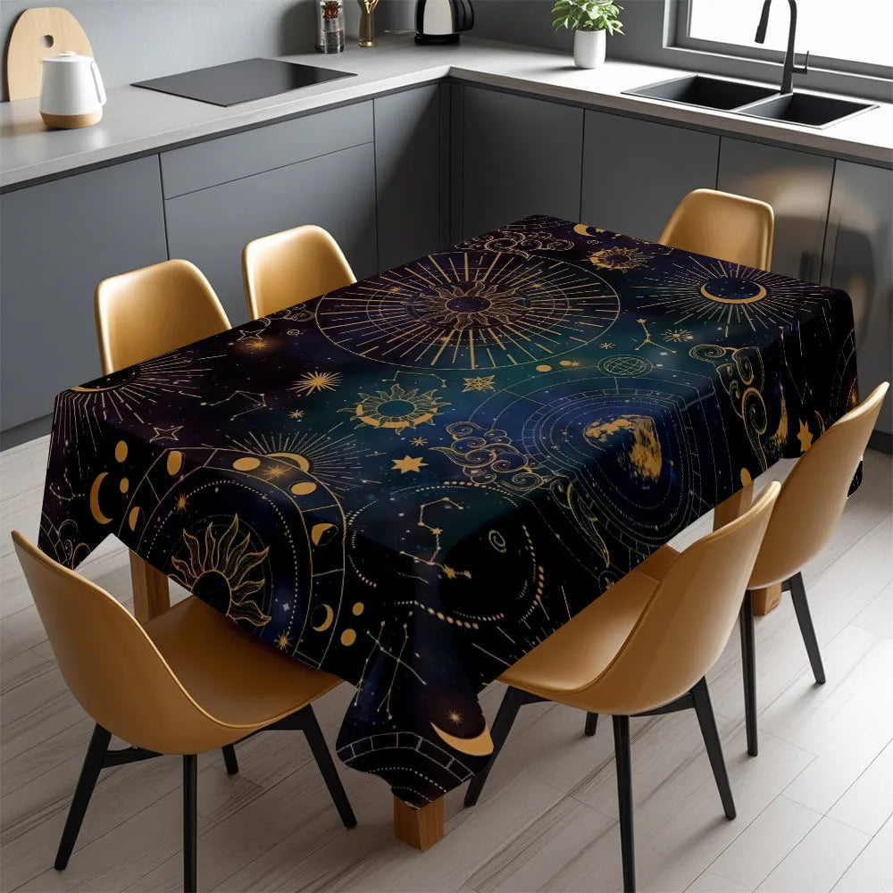nappe imperméable moderne bleu foncé constellations étoiles restaurant décoration maison festive resistant huile