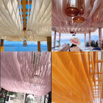 toile décorative suspendue ondulations vagues plissures semi transparent vert clair blanc beige orange rose