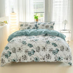 housses couette motif floral moderne blanc vert turquoise gris foncé abstraits lisses enveloppes corner
