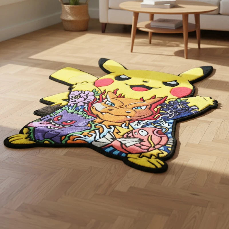 tapis pokémon pikachu jaune dessin animé orange bleu violet tapis flanelle 50cm 80cm 100cm