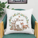 taies d'oreiller animaux forest enfants nom personnalisable illustration blanche festive