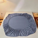 drap housse coton gris uni moderne bande élastique lit simple double grand