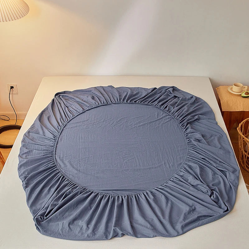 drap housse coton gris uni moderne bande élastique lit simple double grand