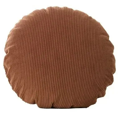housse coussin ronde velours côtelé rayures horizontales décoration canapé salon moderne rose pâle
