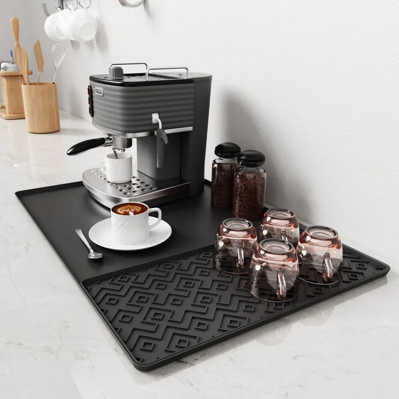 tapis séchage vaisselle silicone noir surface rugueuse moderne salle bains cuisinewasher imperméable
