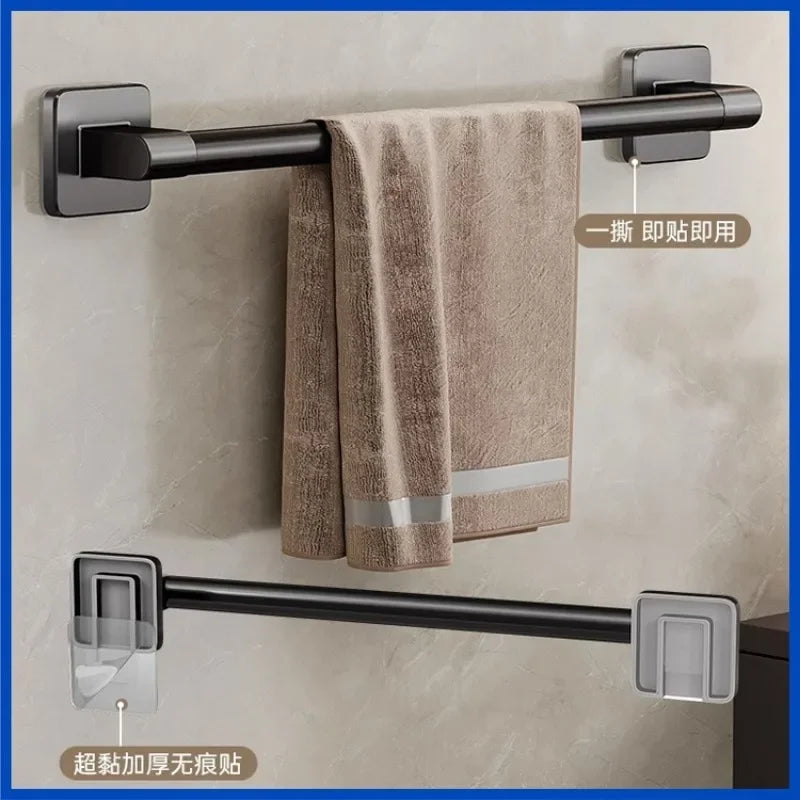 porte serviettes mural adhésif aluminium noir moderne sans perçage électroplaté 30cm 40cm 50cm