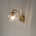 lampe murale moderne or métallique verre transparent strié cuisine chambre coucher salle manger