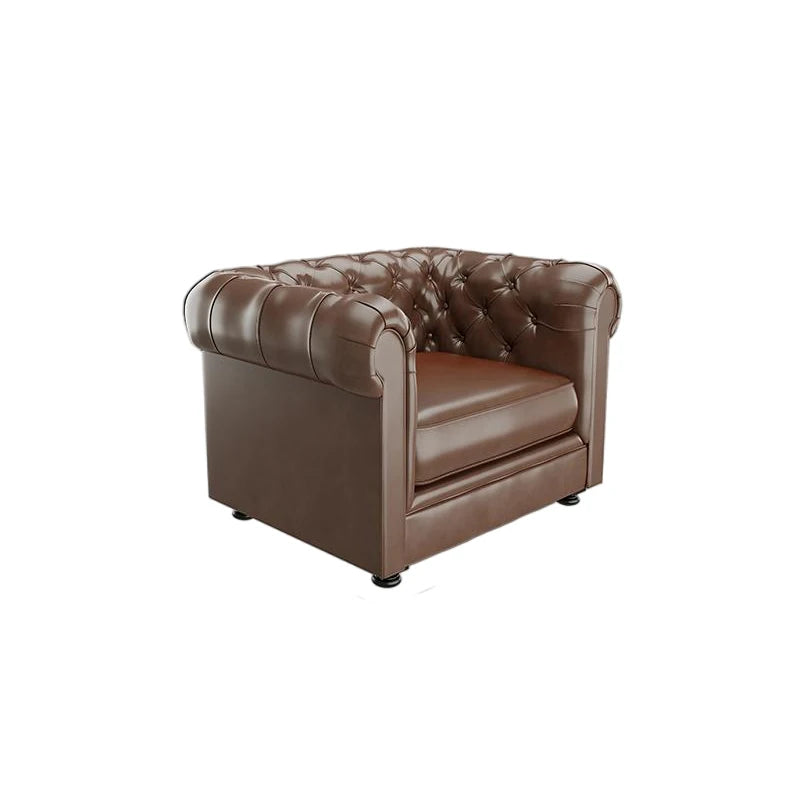 canapé salon vintage tufté bois marron scandinave table dappoint élégant doux minimaliste moderne