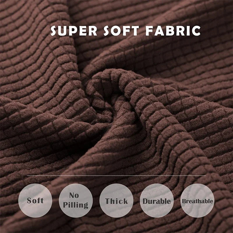 housse chaise marron foncé jacquard moderne élasthanne polyester extensible maison salon mariage