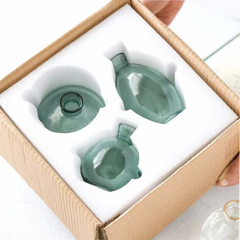 vases verre modernes bleu transparent simples decoration maison table pastorale