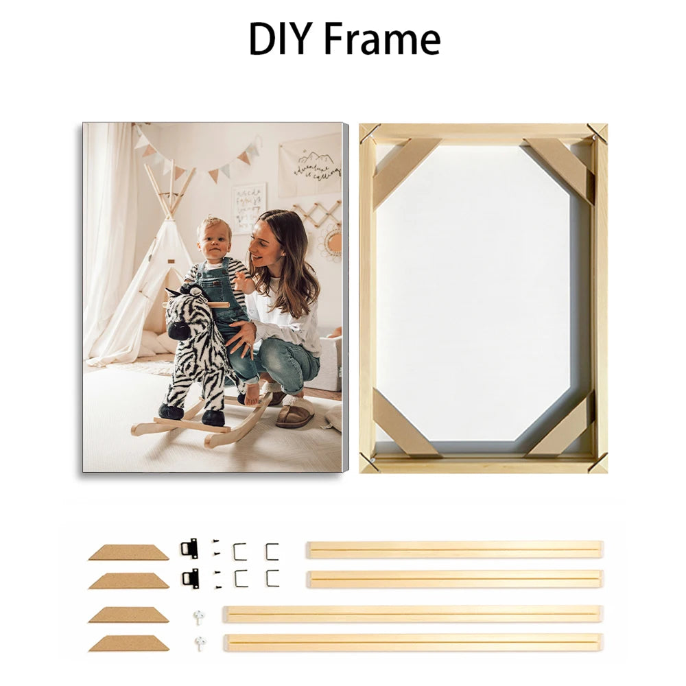 toile d'art photo groupe personnes planches roulettes bleu clair moderne décoration murale personnalisable sans