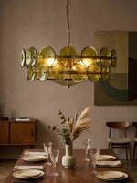 lampe suspendue moderne or vert ambre transparent salon restaurant chambre exposition cuisinehôtel