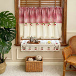 rideau carreaux rouge blanc vintage opacité cerises relief maison polyester