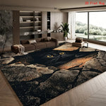 tapis moderne rectangle polypropylène antidérapant chat dragon flammes noir bleu orange