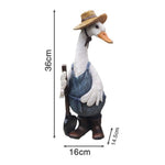 statue canard résine jardin décoration animaux plumes vêtements chapeau bottes salopette festiveextérieur rustic
