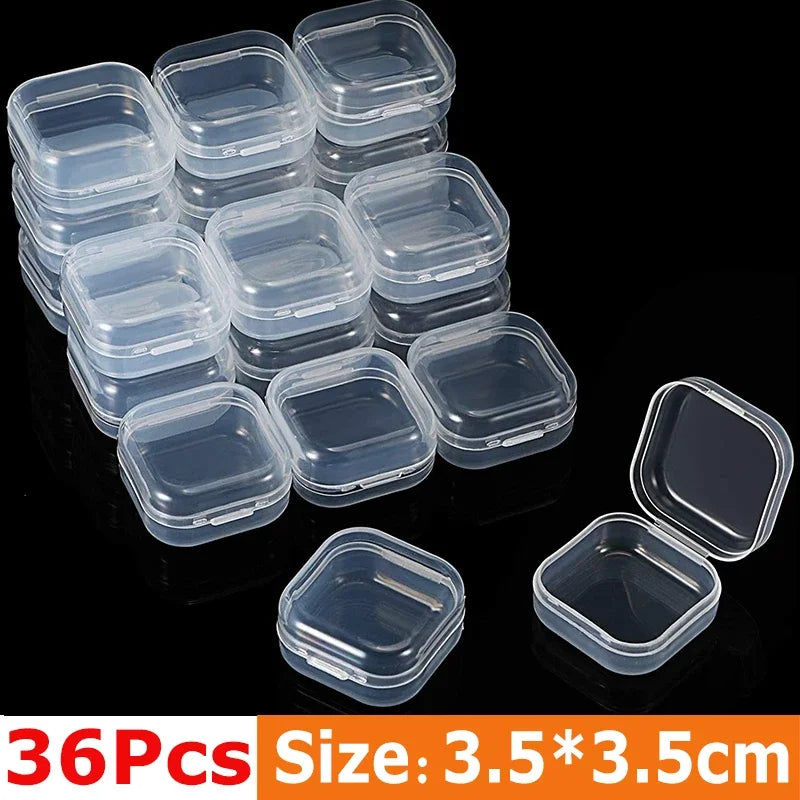 boîtes rangement transparentes plastique bijoux éponges rubans petits objets organisation pratique compact