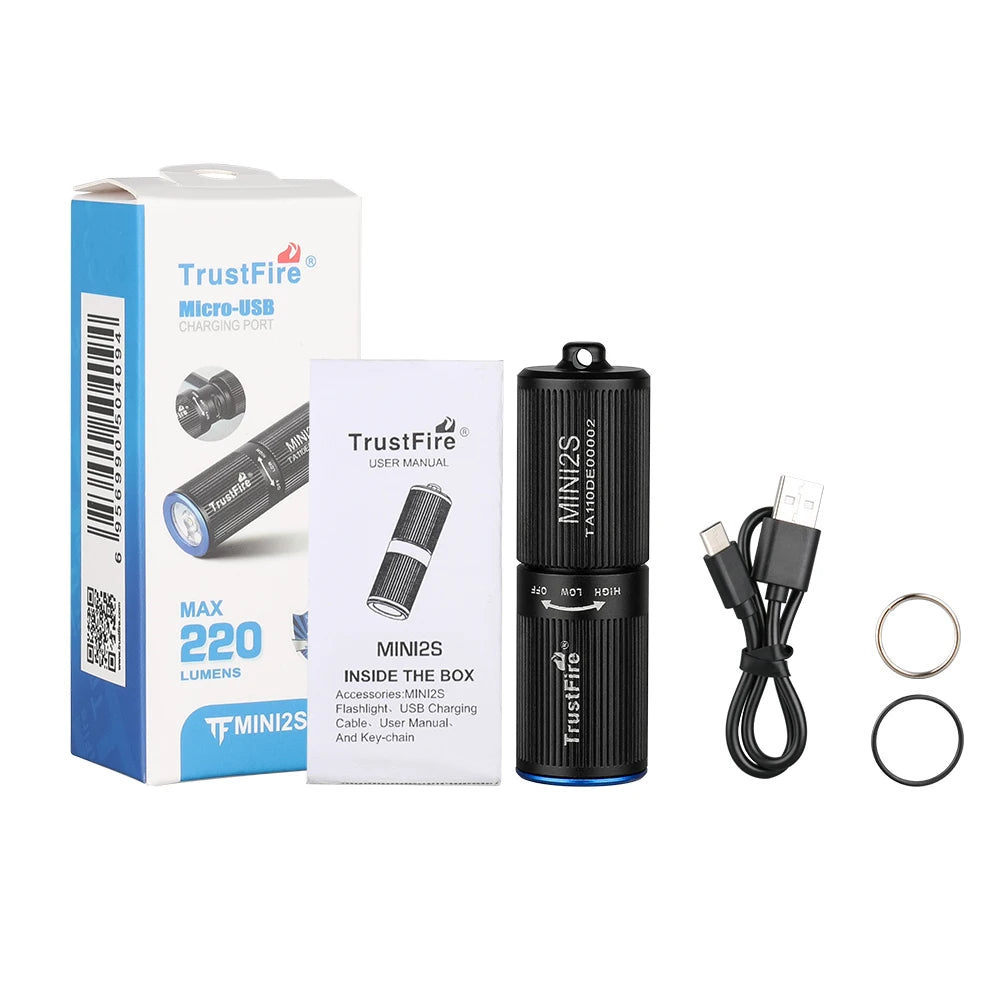 lampe poche rechargeable led 220 lumens 2w mode zoom annneau cle smartphone