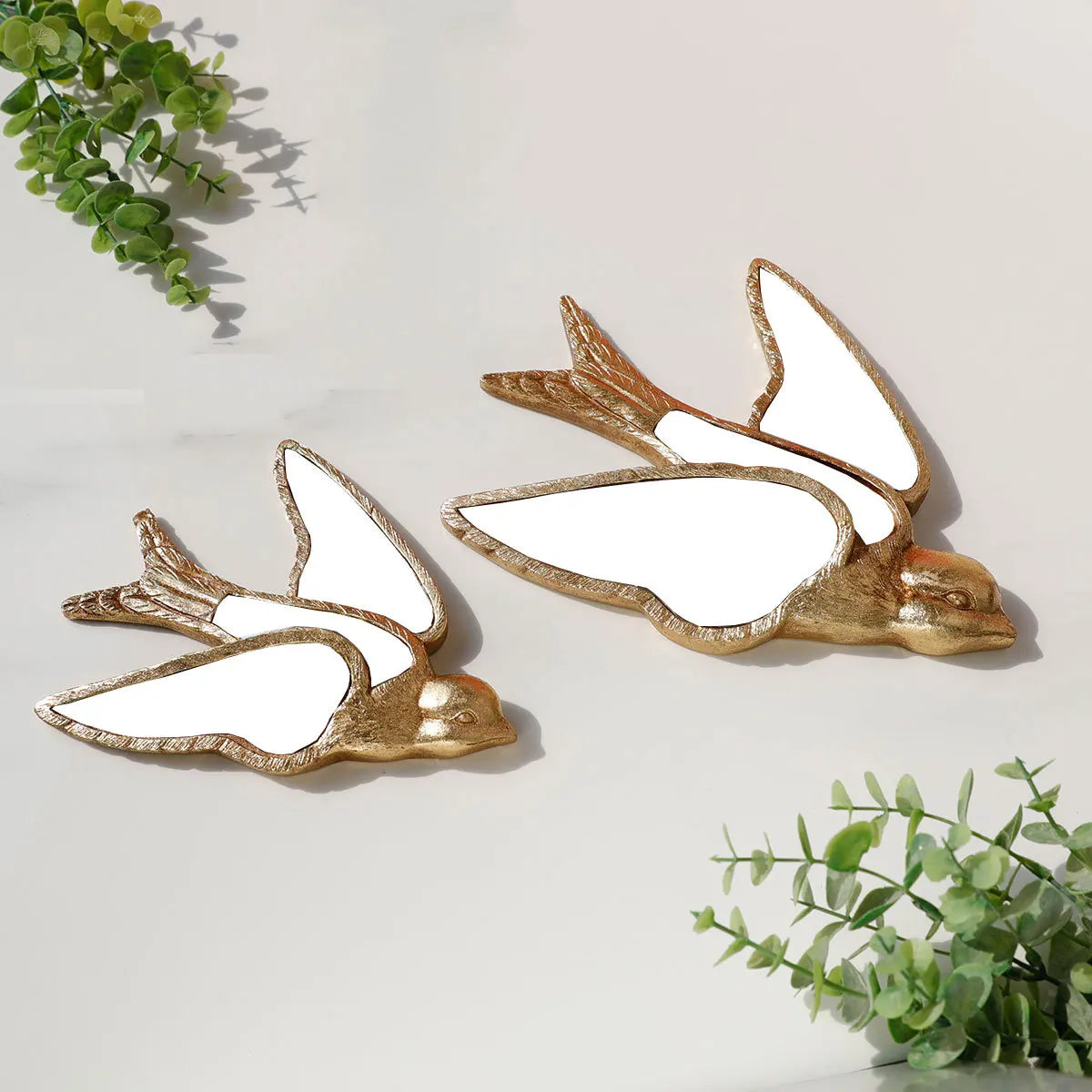 Miroir mural oiseau résine vert clair