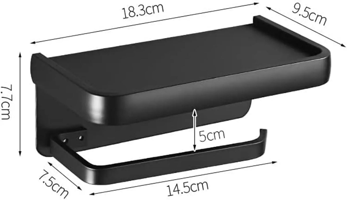 porte rouleau papier toilette étagère organisateur moderne alliage aluminium noir mat salle bain téléphone