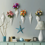 décoration murale coquillages étoiles mer vase suspendu thème nautique moderne blanc orange rouge bleu