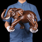 statuette éléphant résine marron foncé sculptée relief décorative maison réaliste