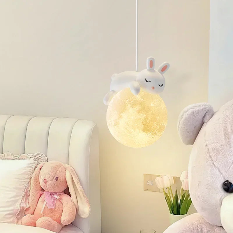 lumière suspendue animaux blanc gris rose bébé moderne minimaliste
