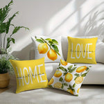 housses coussin citron blanc feuilles vertes moderne 45x45cm zip invisible polyester