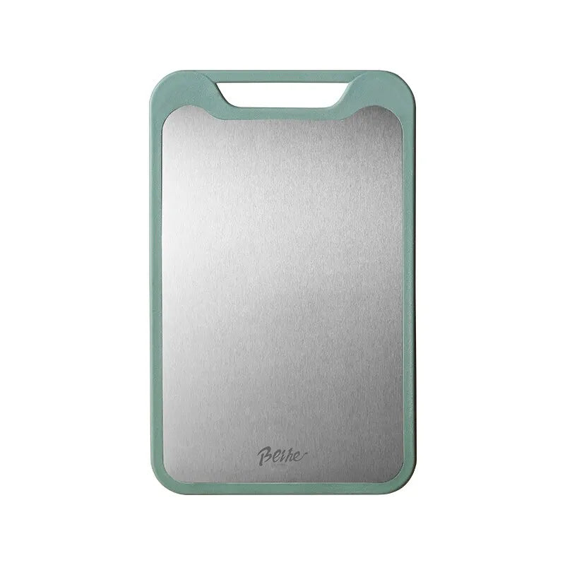 plaque découpe rectangulaire acier inoxydable plastique vert clair gris moderne poignées