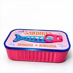 boîte bijoux vintage sardines poisson os not sardines skinless boneless poignée couleur collier boucles