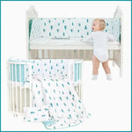 barrière lit bébé gris rose blanc bleu flamants roses licornes étoiles géométriques floraux