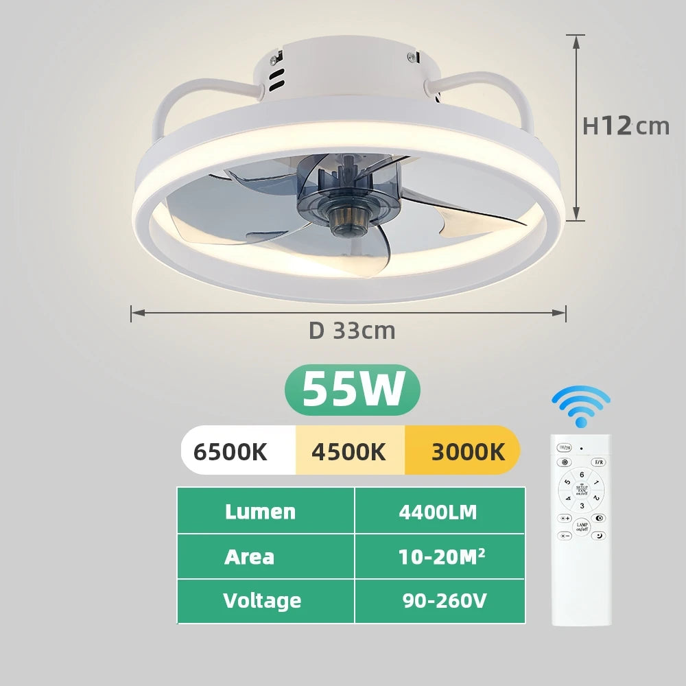 ventilateur led moderne télécommande lumière multiple noir blanc