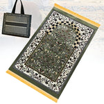 tapis prière islamique vert blanc floral polypropylène résistant décoration maison camping voyage extérieur plage