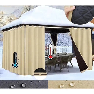 rideaux occultants beige gris quiltés moderne pergola gazebo métalliques thermomètre extérieur