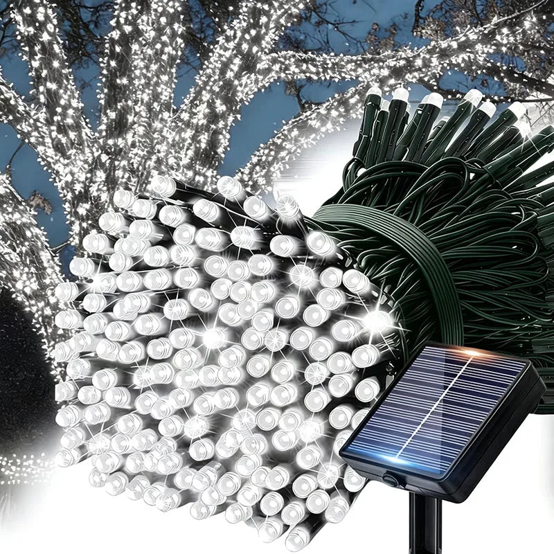 guirlande lumineuse solaire extérieur blanc chaud led jardin terrasse décoration cour mariage étanche piquet