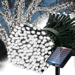 guirlande lumineuse solaire extérieur blanc chaud led jardin terrasse décoration cour mariage étanche piquet