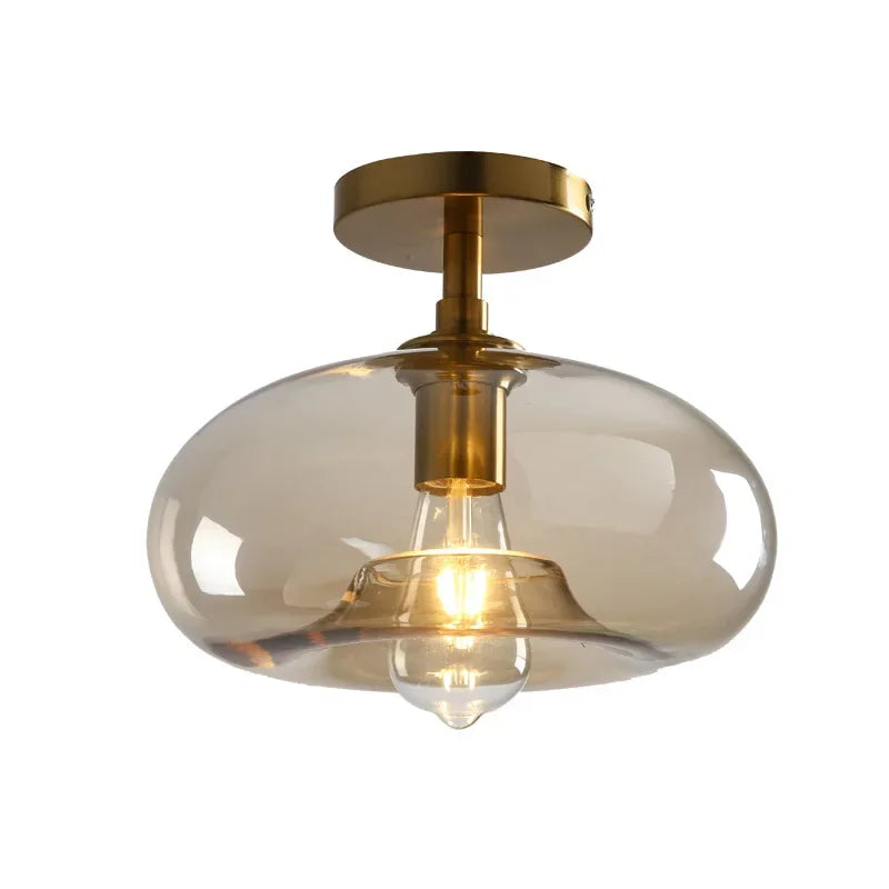 lampe suspension dorée transparente moderne minimaliste vis fixations led chambre salon