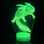 lampe led 3d axolotl change couleur télécommande rose bleu rouge vert